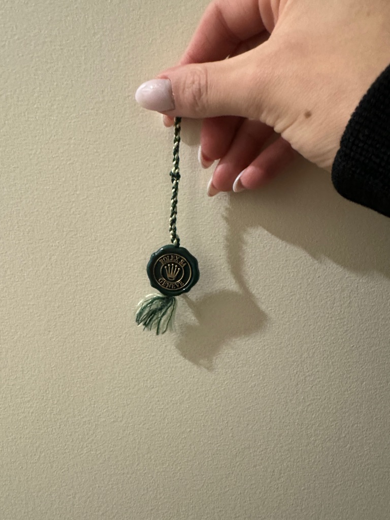 Rolex Green And Gold Wax Seal Tag With Braided Tassel